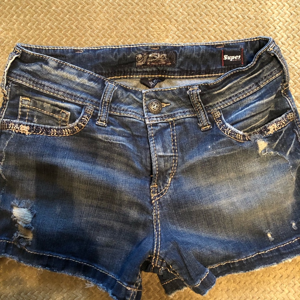 Silver jean shorts like new